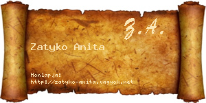 Zatyko Anita névjegykártya